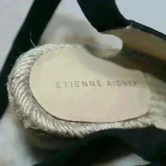 Etienne Aigner Espadrille Lace Up Ankle Strap Black Suede Open Toe Sandal 6 - Picture 5 of 13